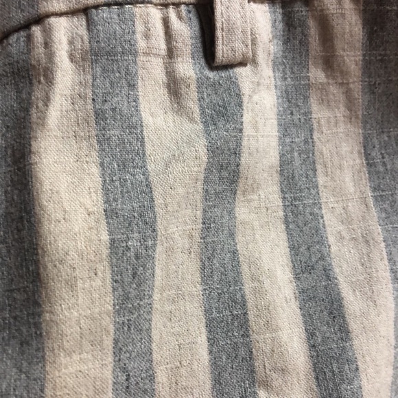 Zac & Rachel Women’s Pull On Pant Cropped Linen Blend Striped Belt Loops - Picture 5 of 6